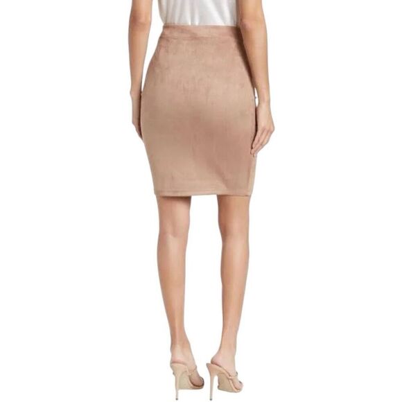 NEW Susana Monaco Sand Slim Midi Faux Suede Skirt XS - Picture 2 of 5